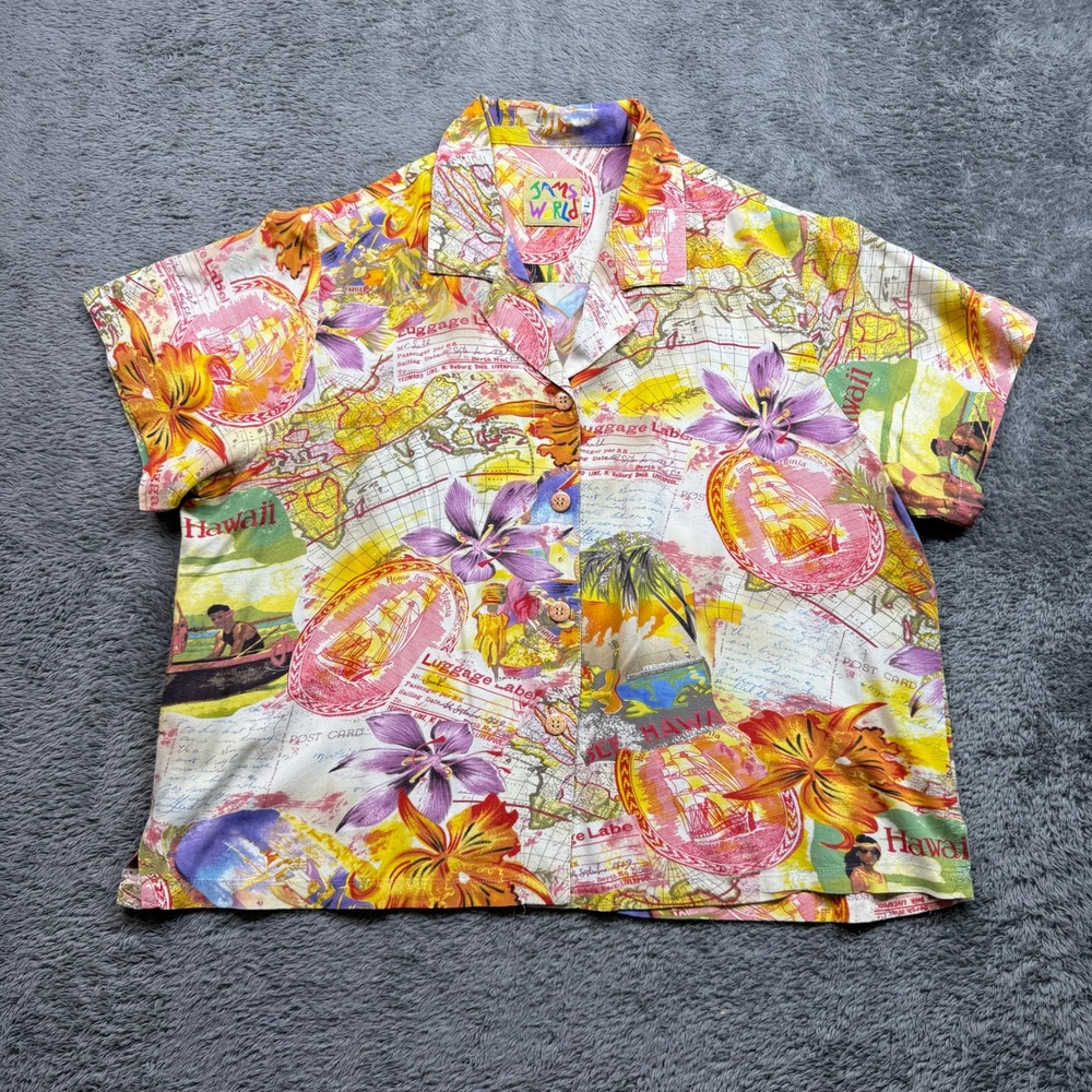 Jam's World Vintage Hawaiian Map Print Button-Down Shirt